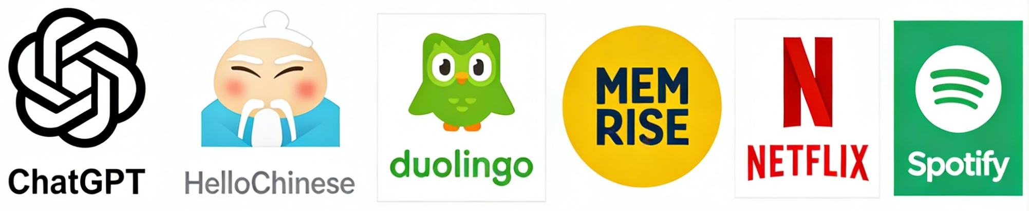 2026 Chinese learning tools collage: HelloChinese app interface, Duolingo gamified screen, Netflix with Chinese subtitles, AI tutor chatbot